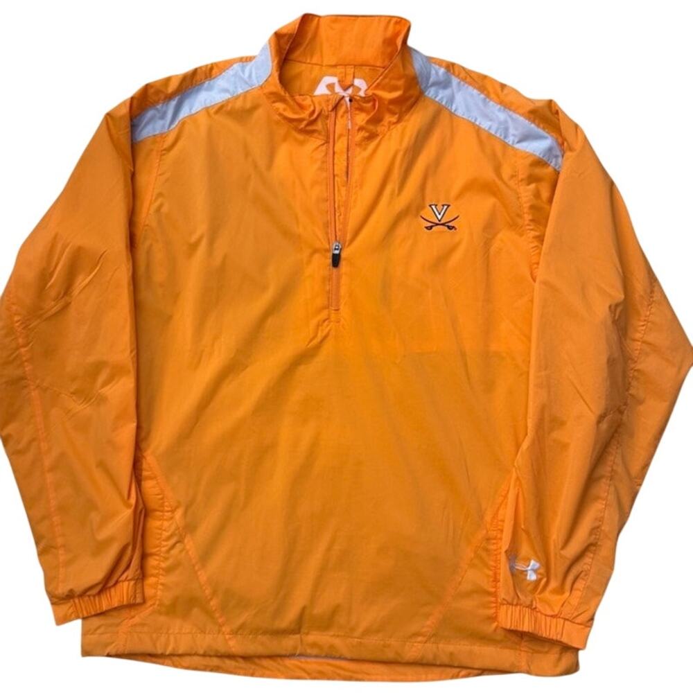 Virginia Cavaliers NCAA Orange Under Armour zip up golf wear jacket Sz Medium